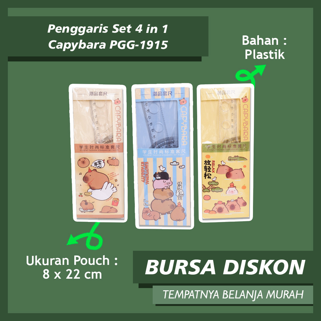 

Penggaris Set 4 in 1 Capybara PGG-1915 Untuk Matematika Menggaris Garis Lurus Garis Sudut Grosir Bisa COD