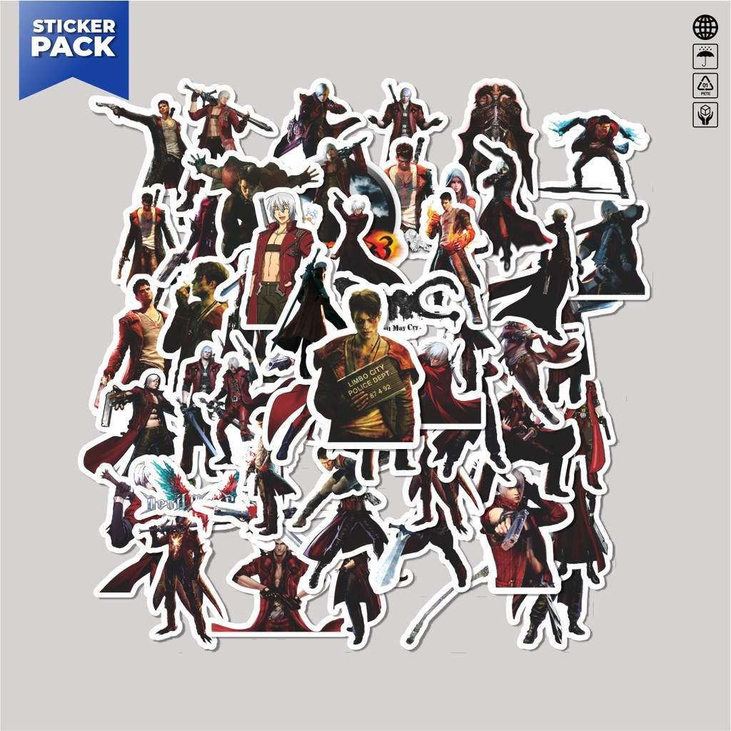 

[100PCS]Stiker Pack Stiker Video Game Series Devil May Cry Character Dante Aesthetic Vinyl Anti Air Dekorasi Sticker Laptop Buku Journal Koper Helm Casing HP Gitar Helm Skateboard