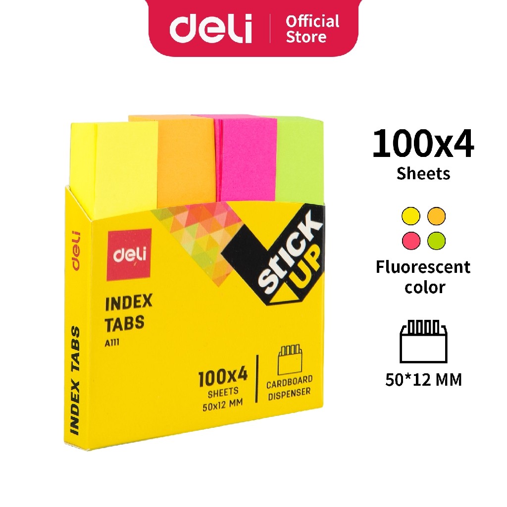 

Deli Index Tab penanda warna cerah melekat kuat media yang ditempel tetap bersih 100sheet EA11102