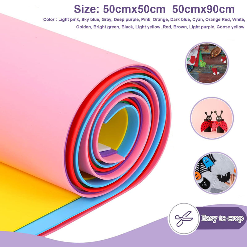 

1pcs Colorful Eva Foam Sheets Cosplay EVA Foam 1mm Thick 50cmx50cm / 50cmx90cm EVA Foam Papers for Arts Crafts DIY Project
