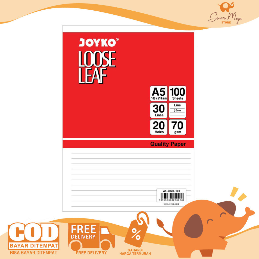 

Joyko Loose Leaf A5-7020 100 Sheet / Isi Kertas Binder File Joyko
