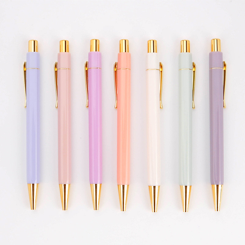 

56pcs Luxury Morandi Color Ballpoint Pens for School Office Supplies Fashion Novelty Pens Rose Gold Stationery Customized Logo