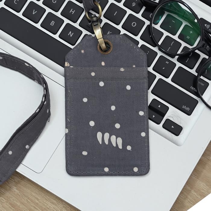 

NONA RARA - Lanyard Garut Grey A0071, Lanyard ID Card Holder Batik Modern