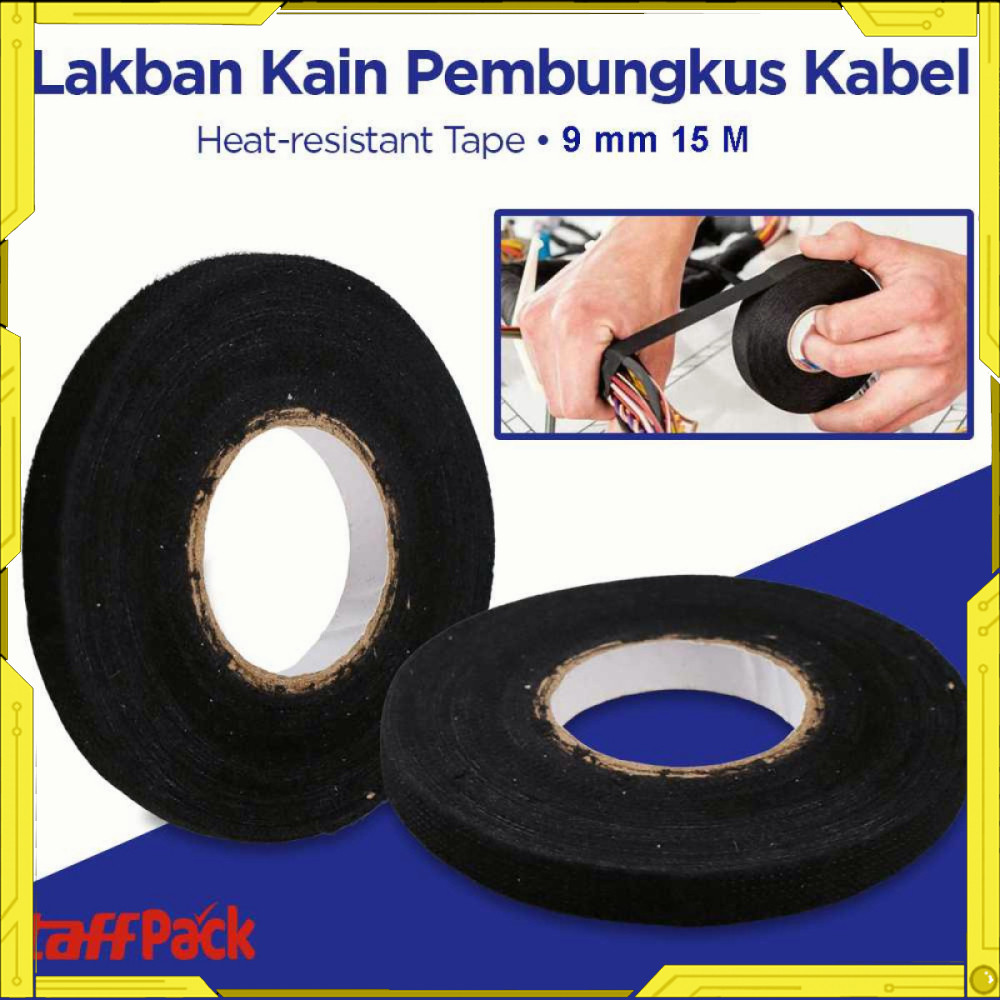 

Lakban Kain Pembungkus Kabel Tape Heat-resistant 9mm 15M - TL319