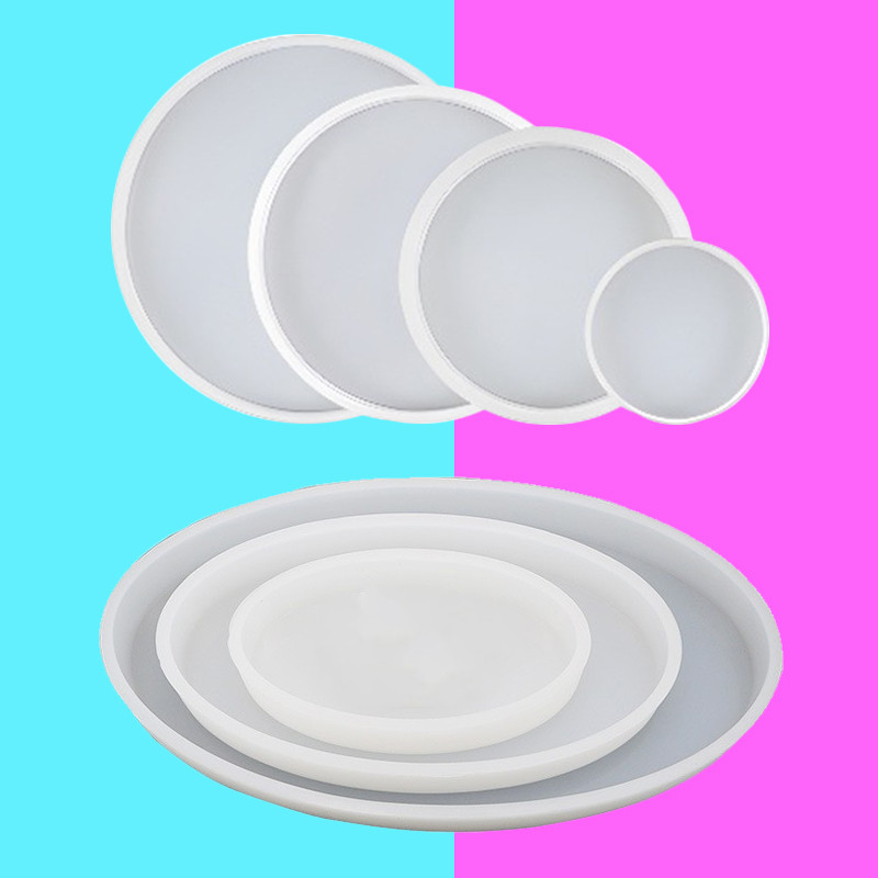 

Transparent Round Oval Coaster Resin Casting Molds Silicone Epoxy Resin Mold for DIY Jewelry Making Cup Tray Fluid Arts