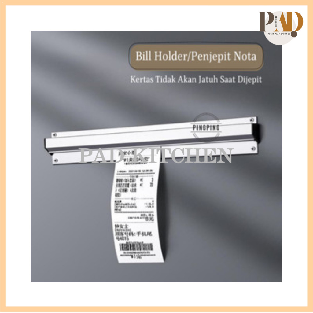 

PAD Bill Holder/ Receipt Holder/ Capitan Nota Stainless /Penggantung Kertas Bon Bill Tab Grabber Aluminum B