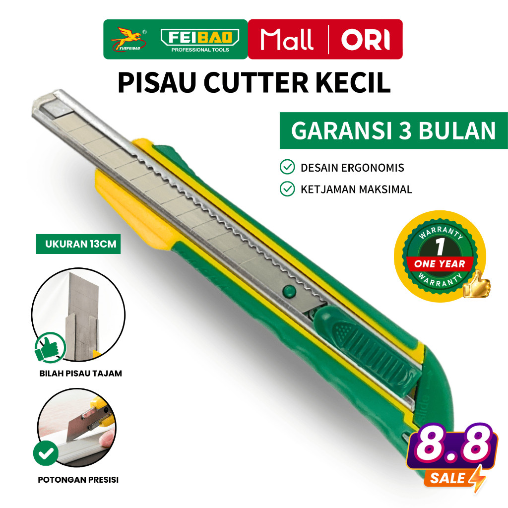 

Feibao Pisau Cutter Kecil / Small Utility Knife / SK-5 Besi Kualitas Tinggi / F32-310
