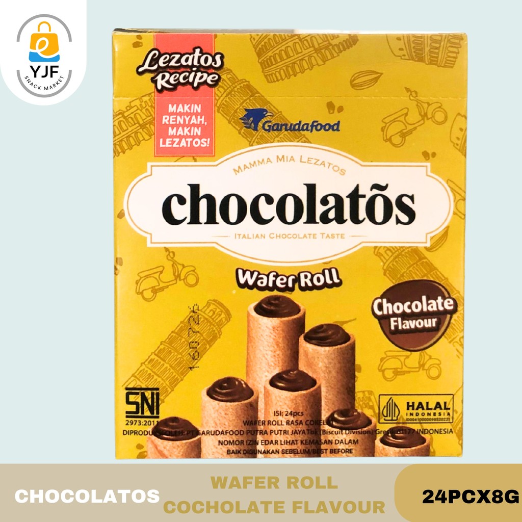 

Chocolatos Wafer Roll 1BOX/24pc x 8g Coklat wafer Roll