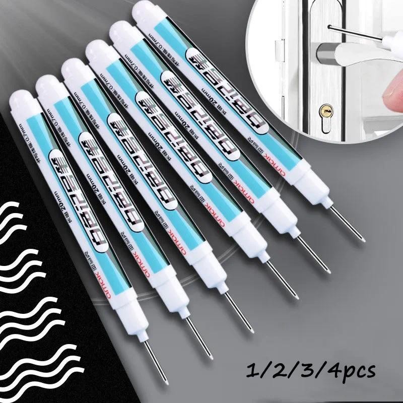 

1/2/3/4PCS White Long Head Markers, 0.7MM Multi-Surface Deep Hole Markers, Long Nib, for Construction, Crafts More
