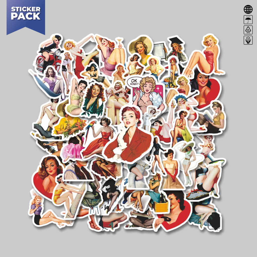 

[100PCS]Stiker Pack Stiker Fashion Series Classic Vintage Girls V1 [Seri Mode Klasik Vintage Gadis] Aesthetic Vinyl Anti Air Dekorasi Sticker Laptop Buku Journal Koper Helm Casing HP Gitar Helm Skateboard