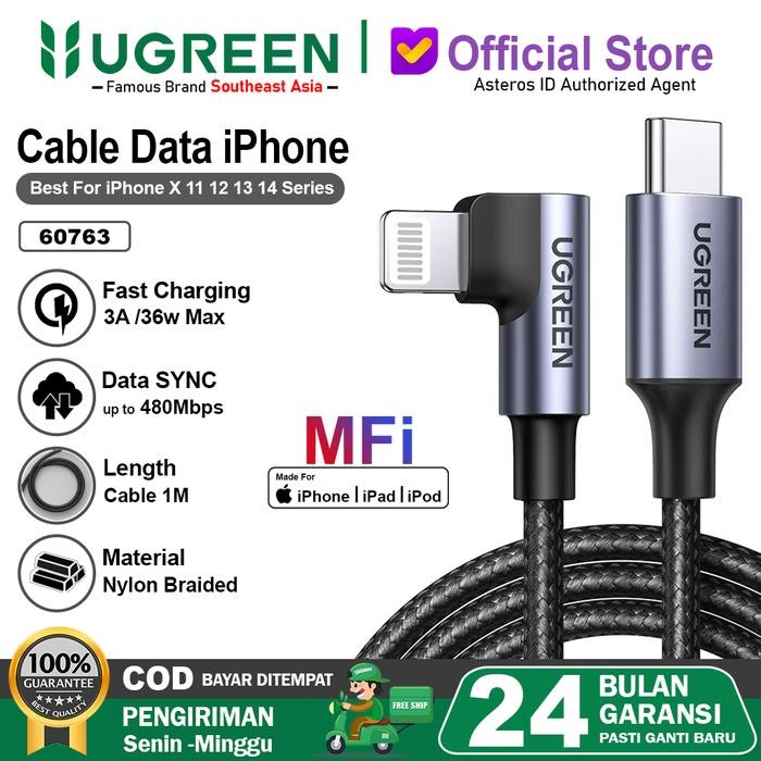 UGREEN Kabel Data iPhone MFi USB Lightning Dan USB Type C To Lightning - USB-C 60763 1M