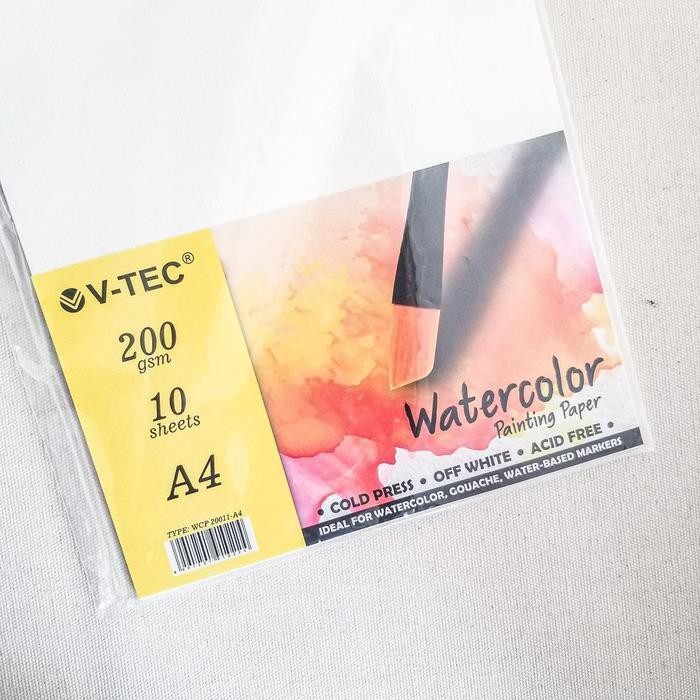 

V-TEC Watercolor Paper A6/A5/A4/A3 Sheets - WCB103001-A5