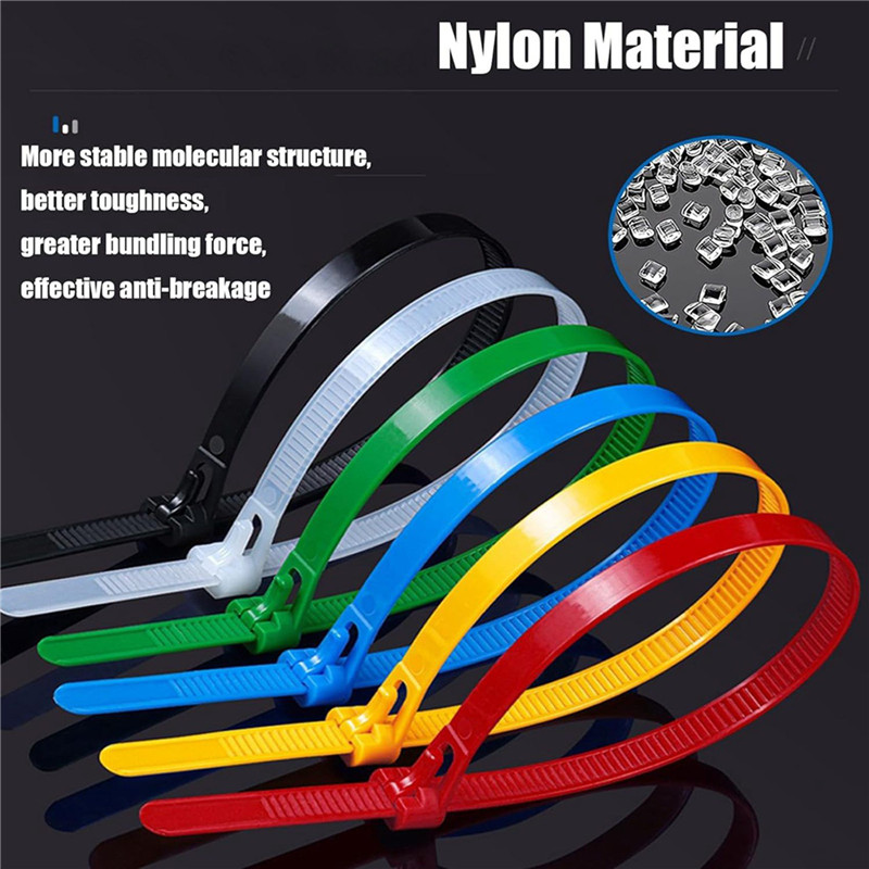 

AA05 200PCS Buckle Self-Locking Premium Nylon Cable Wire Ties,8 X 200Mm Adjustable Reusable Nylon Strap With Buckle