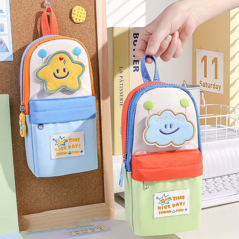 

Stationery Box Synchronous Stripe Stationery Bag Multi functional Large Capacity Pencil Bag Universal Stationery Box