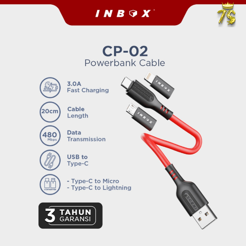 Inbox Powerbank Kit Kabel Data USB Type C dan Converter Set Fast Charging Micro dan Lightning