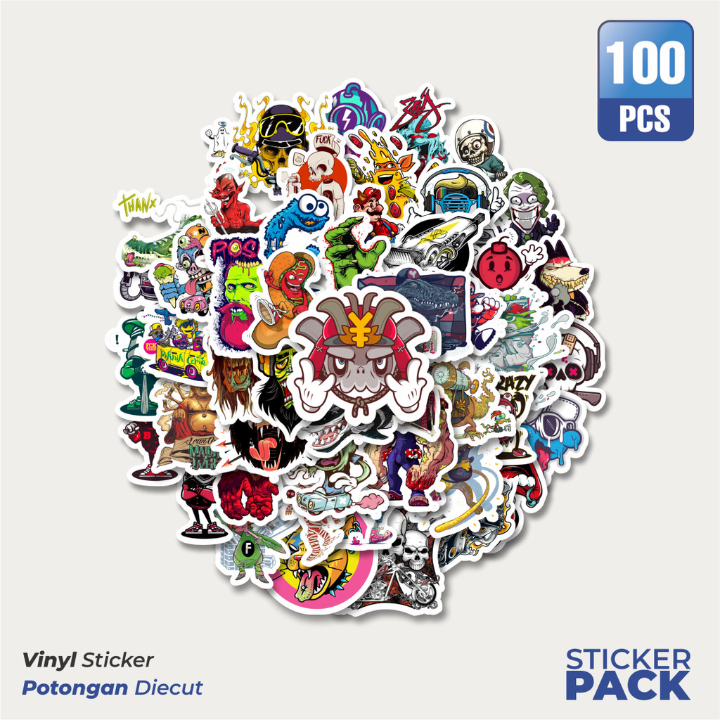 

MURAH 100 PCS Stiker Grafiti Retro Art Character 1 Waterproof Aesthetic- Untuk Laptop, Motor, dan Helm - Paper Stationery Pack