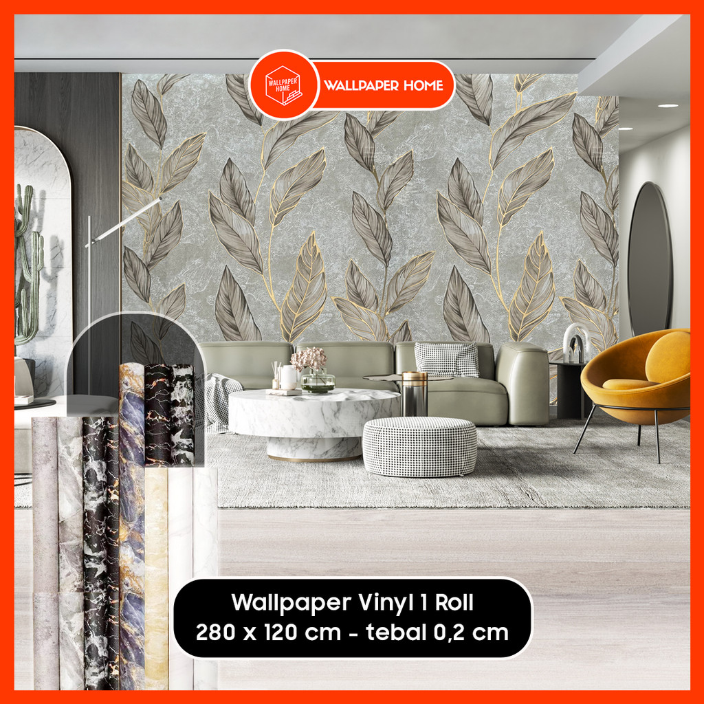 WALLPAPER HOME - Wallpaper Vinyl Satu Roll 1,2 x 2,8 Meter Sticker Motif Marble Dekorasi Kamar PET T