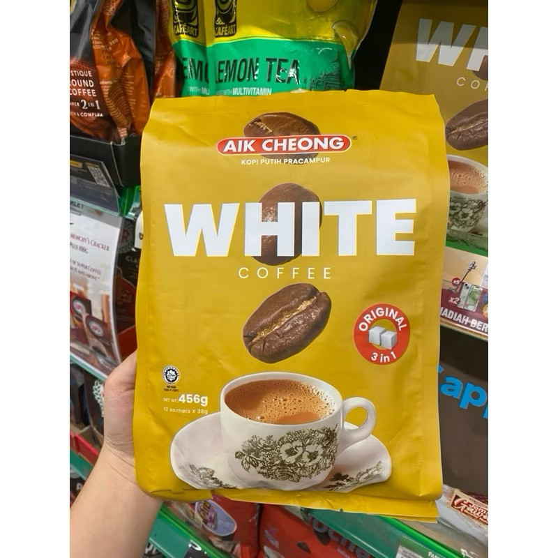 

aik cheong kopi putih / white coffee / cappucino / mocha / caramel macchiato isi 12 sachets