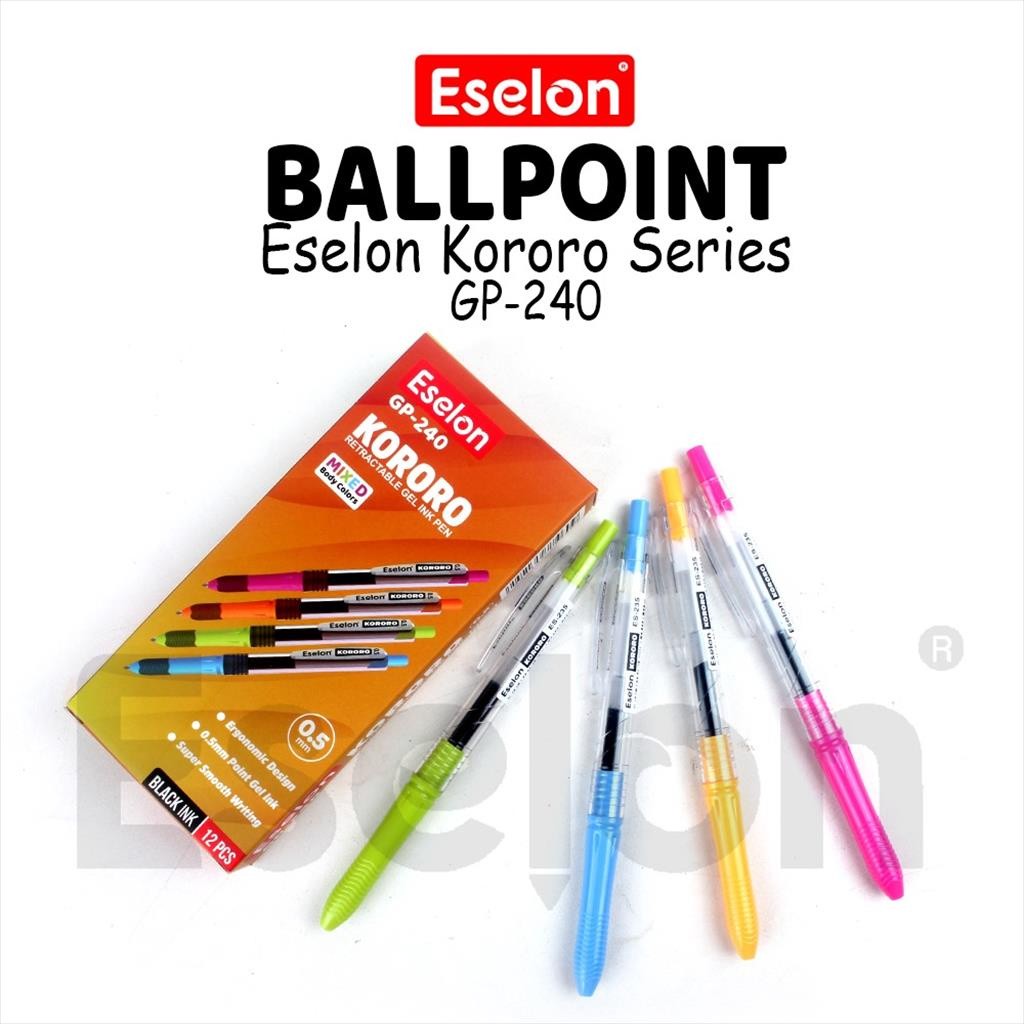 

❤️️12pcs Pulpen Gel ESELON GP-240 KORORO / 1 pak Pulpen Gel Cetek 0.5mm❤️️