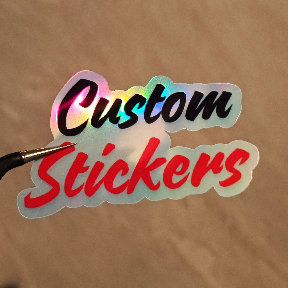 

100pcs Custom Holographic Glitter Stickers own design logo For Vinyl Sticker Rainbow Personalized Stickers For Business Label
