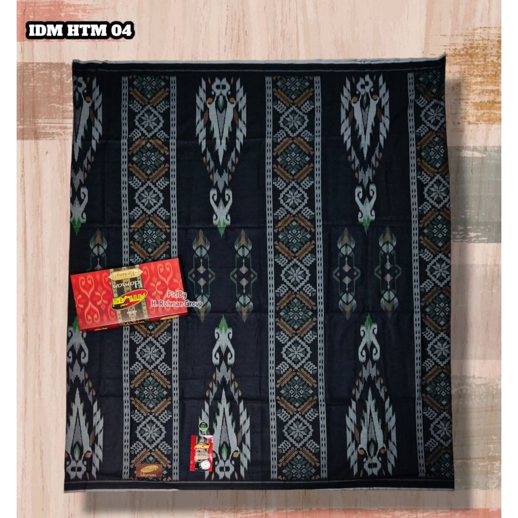 Sarung Atlas Idaman Kembang Hitam Motif BHS Songket Printing