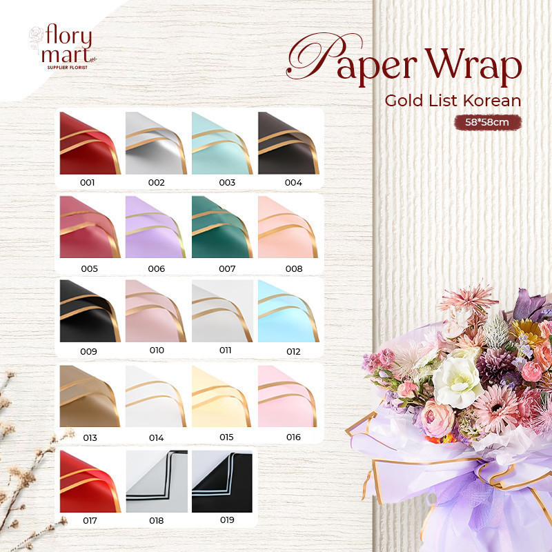 

Kertas Cellophane List Gold Buket Bunga Flower Wrapping 5 Lembar Premium Flory Mart
