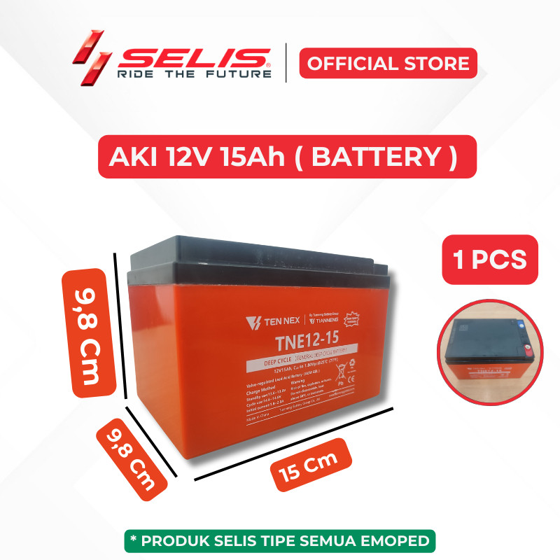 SELIS - Aki Accu Baterai 12 Volt 15 Ah Sepeda Motor listrik Universal ( Battery )