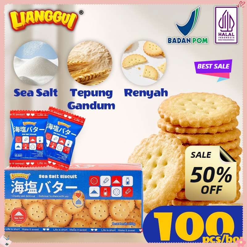 

[Paket lebih terjangkau]Lianggui HALAL Beli 50 Get 50 Seasalt Biscuit Halal Cemilan Renyah Gurih,Cocok untuk Sarapan, Lianggui Camilan santai viral