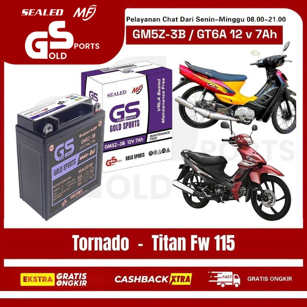 GOLD SPORTS GM5Z-3B 12 V 7AH Aki Full Kering Motor Suzuki Tarnado Titan FW 115 Accu Gel MF Battery F