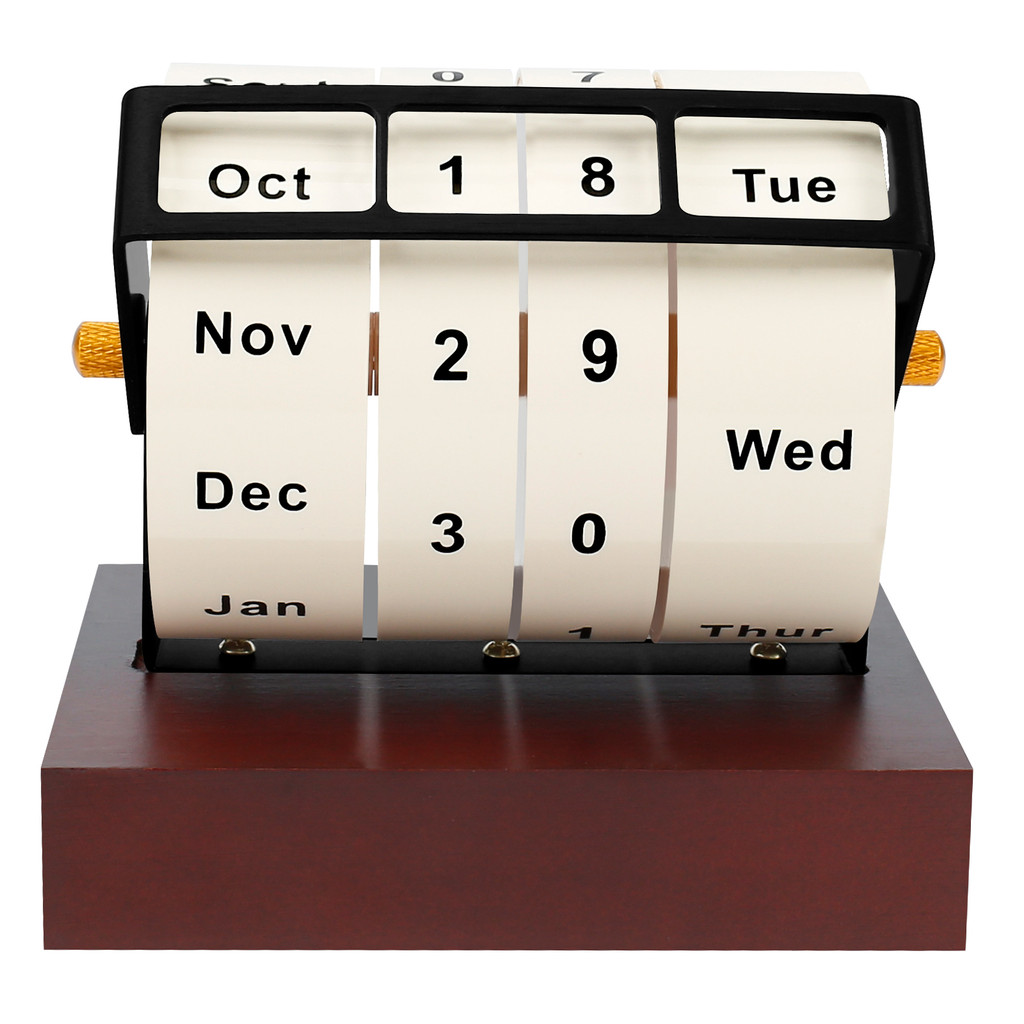 

Rotary Desk Calendar Large Display Clear Desktop Wheeling Calendar Manual Date Setting Desktop Rolling Calendar Space Saving