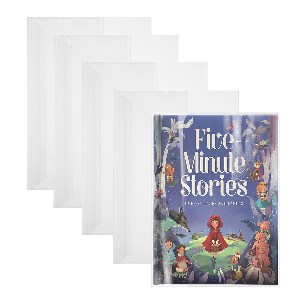 

5pcs Waterproof Book Cover Transparent Textbook Cover Reusable Clear Film Large Size PP Student School Notebook