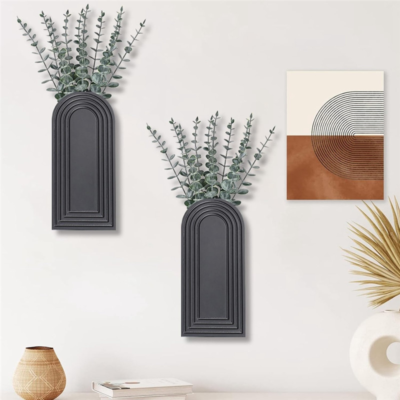 

MAKE-2 Pack Wooden Wall Vase Set Modern Farmhouse & Boho Wall Decor For Entryway, Hallway, Bathroom, Living Room, Room