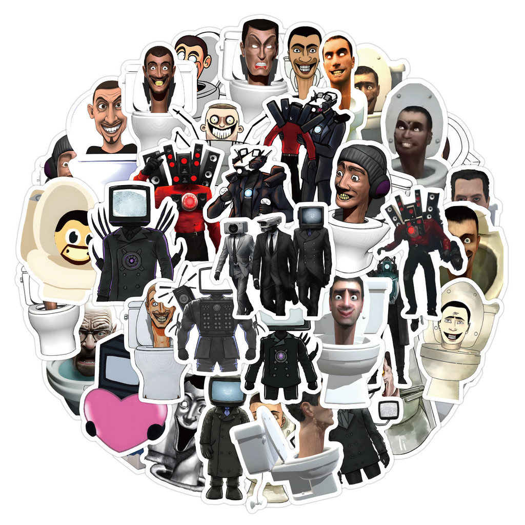 

10/30/50/100PCS Skibidi Toilet Stickers Funny Game Sticker Speakerman Bosses DIY Laptop Guitar Car Bike Skateboard Decals Toy