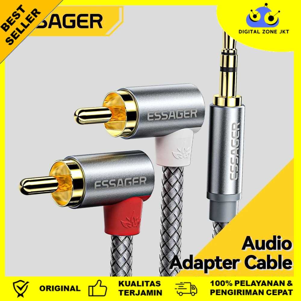 ESSAGER Kabel Audio Jack 3.5mm to RCA Double Lotus Elbow Adapter 3M - EYPWT-MYC0G-P