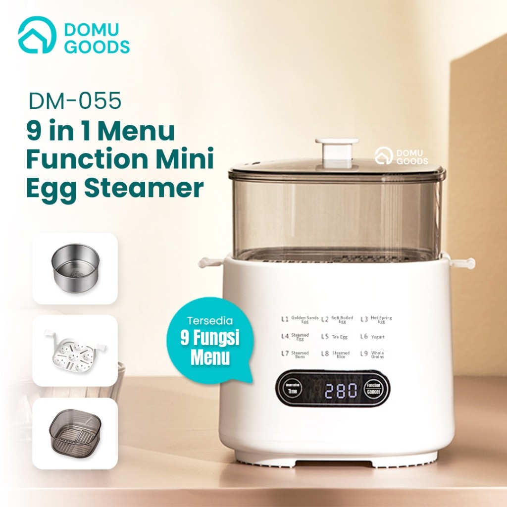 DOMU Mini Egg Steamer / Electric Steamer Multifungsi / Kukusan Listrik / Alat Masak Praktis / Alat K