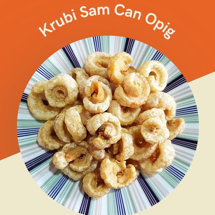 

kerupuk babi samcan opig 150gr Snack Food Kering Pedas Keripik Rambak Crispy Camilan Krupuk - original