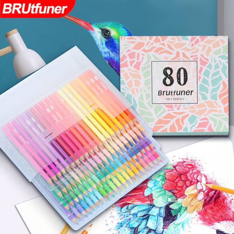 

Brutfuner Pensil Warna Original 80 Colors Pastel oil Colored Pencils