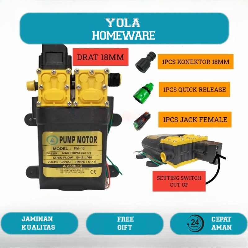 Pompa Dc 12v 320psi Dinamo Steam Motor Dobel Pompa