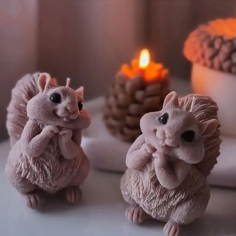 

3D Cute Squirrel Candle Mold 4 Styles Squirrel Resin Casting Mold DIY Candle Gypsum Soap Silicone Mold Home Luxury Decoration