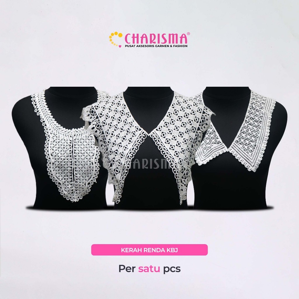 Charisma Kerah Renda Baju Putih - Kerah Baju/ Kerah Dress/ Aksesoris Bordir Kerah Baju