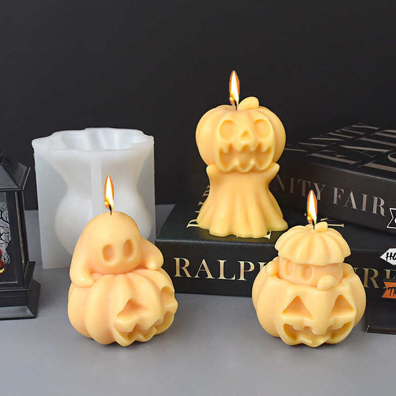 

DIY Ghost Pumpkin Skull Candle Silicone Mold 3D Skull Pumpkin Doll Crafts Plaster Resin Concrete Soap Candle Mold Halloween Gift