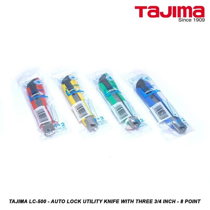 

Tajima LC-500 - Auto Lock Utility Knife with Three 3/4 Inch - 8 Point - Biru