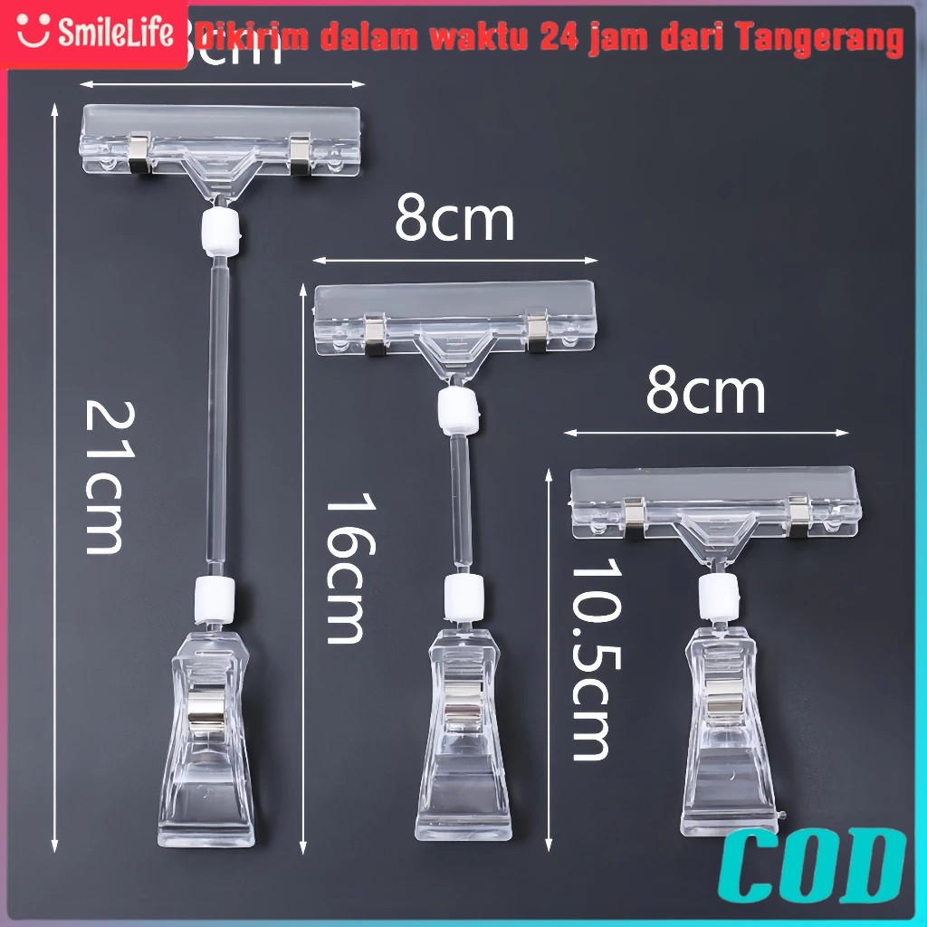 

11/16cm Penjepit Promo Akrilik / Clip Penjepit Label/ Tag Hanger Transparan / Penjepit Price Tag-SML