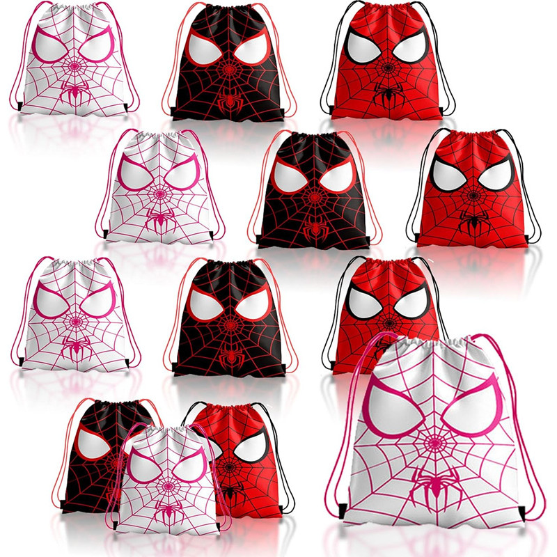 

6/36PCS Happy Birthday Kids Disney Spiderman Drawstring Gifts Bag Non-woven Fabric Party Decoration Backpack Bag