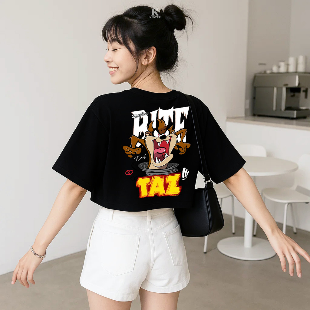 Kioteeshop | Kaos Oversize Cewek Cowok Unisex Couple Baju Kaos Korea Crop Top Gambar Tazmania