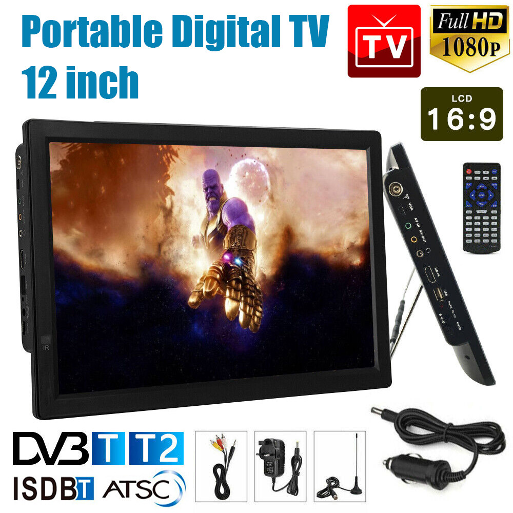 12 Inch Portable Mini Car Television 1080P HDMI TV Digital Television Player DVB-T/T2 ISDB-T ATSC Di