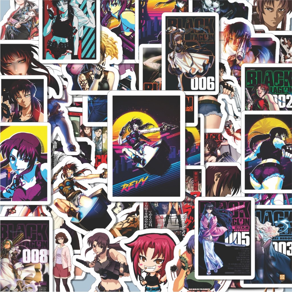

Terbaru! 50 pcs Stiker Anime Series Black Lagoon Karakter Mix Dekorasi Lucu Kreatif untuk Notebook, Skateboard, HP