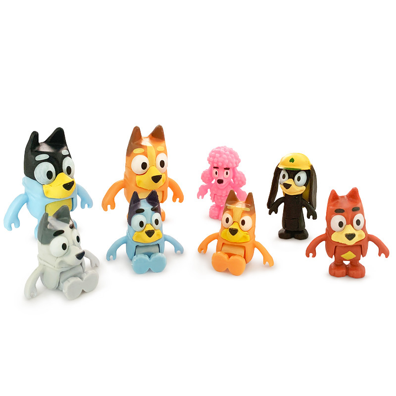 

Bluey And Bingo Anime Figure 8Pcs/Set PVC Movable Joints Action Figure Model Dolls Birthday Decoration Kids Toy Gifts