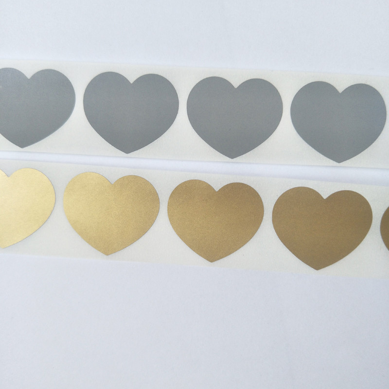 

1000pcs /Roll 30*35mm Gold Or Silver Love Heart Scratch Off Stickers,Secret Message Or Wedding Stickers
