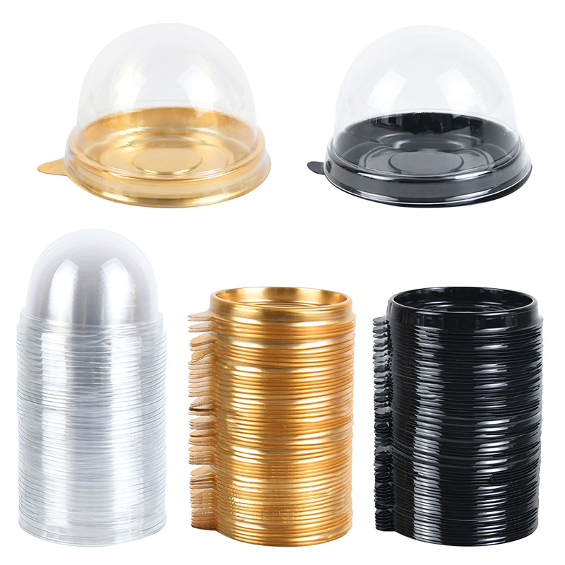 

50Pcs Mini Transparent Cake Box Container Muffin Cupcake Dome Pastry Baking Packaging Boxes Wedding Birthday Party Supplies Gift